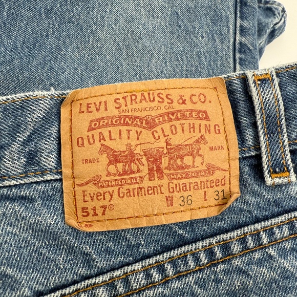 Levis 517 Jeans Men 36x31 Blue Bootcut Denim Medium Wash Mid Rise Cowboy Ranch - Picture 9 of 16